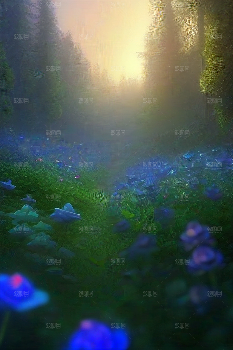 蓝色玫瑰的世界美景