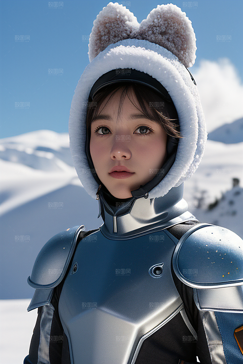 可爱的皮克斯风格雪兔
