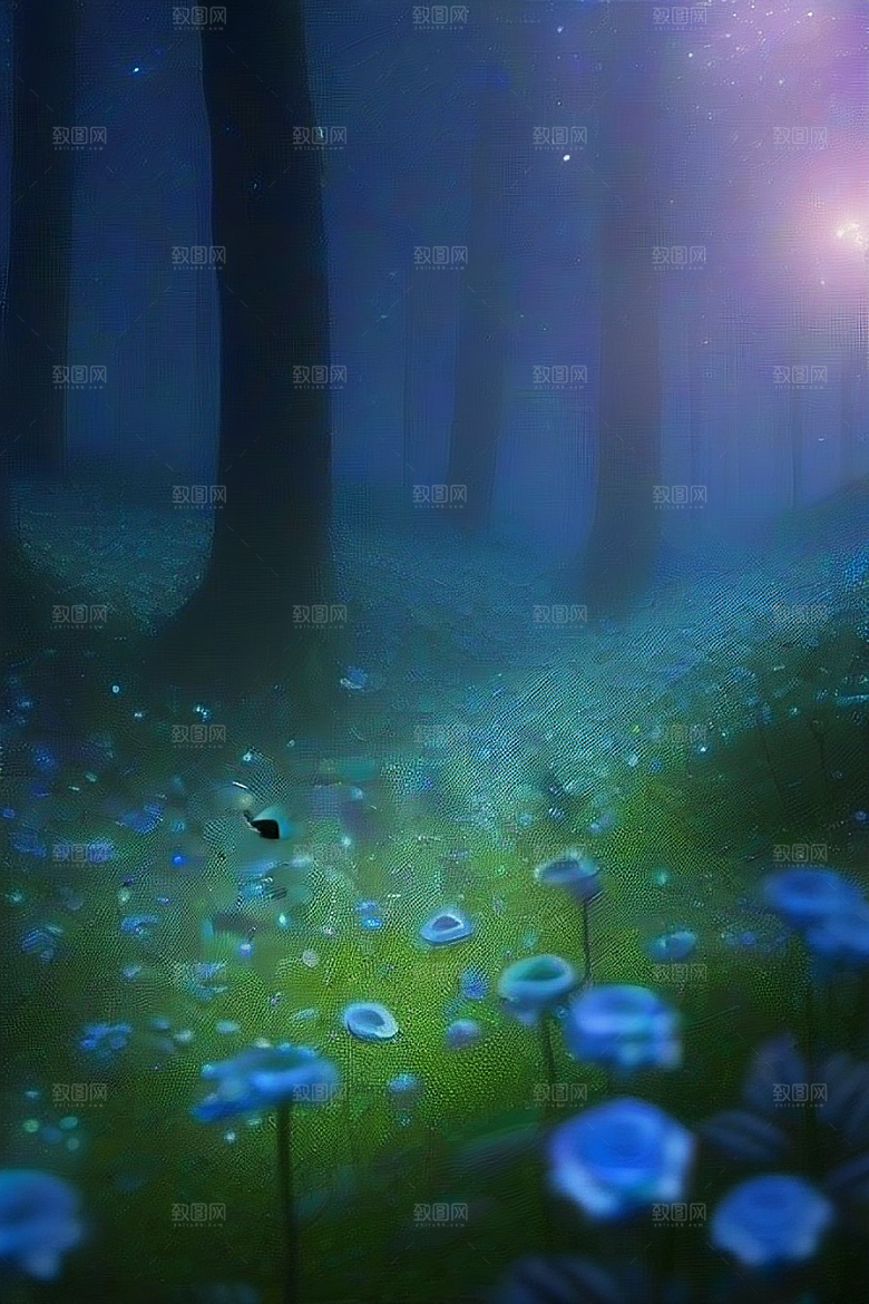 蓝色玫瑰的世界美景
