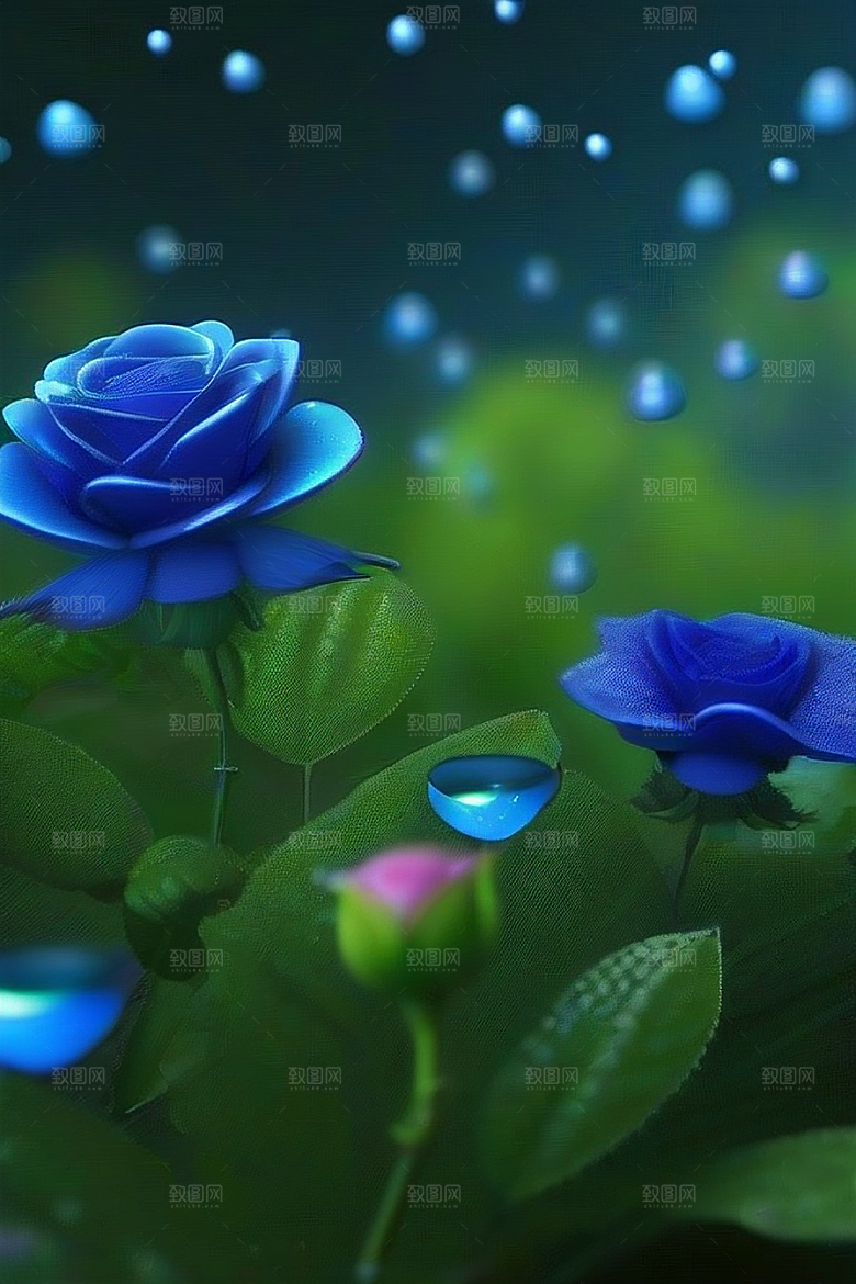 蓝色玫瑰的世界美景