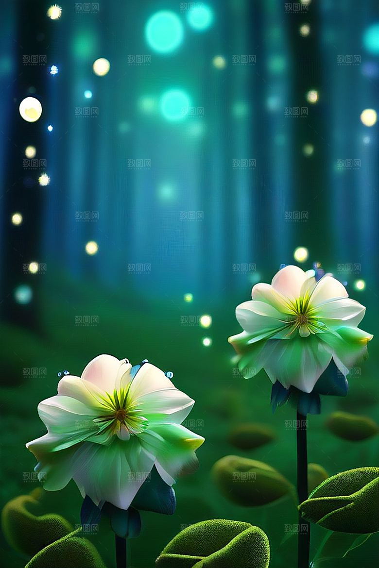 绿林的花海花满林间美景