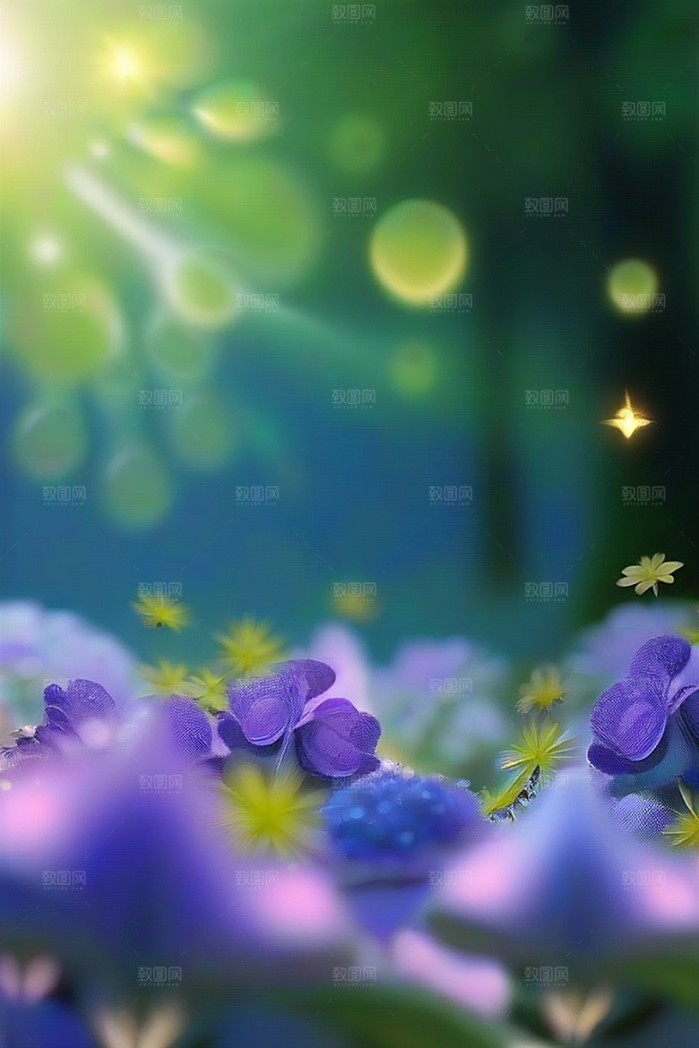 绿林的花海花满林间美景