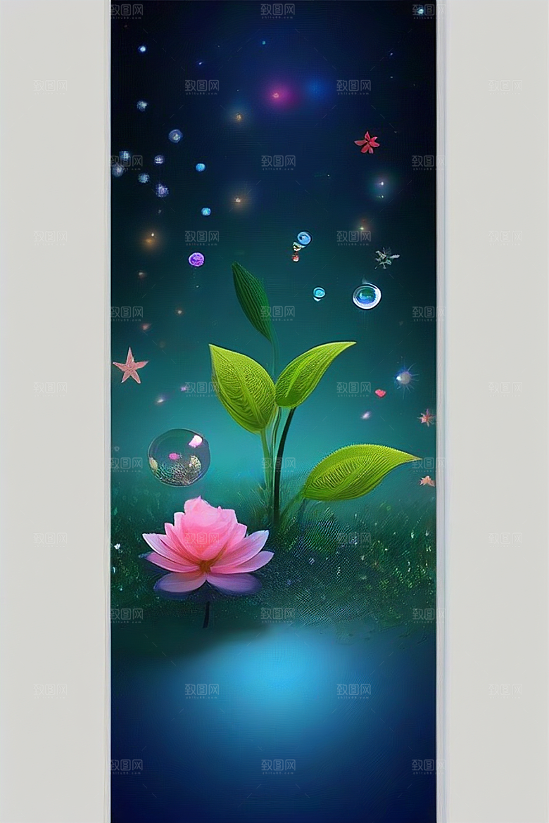 清晨的绿色森林美景