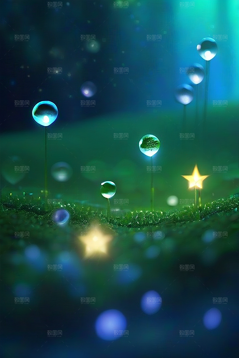 清晨的绿色森林美景