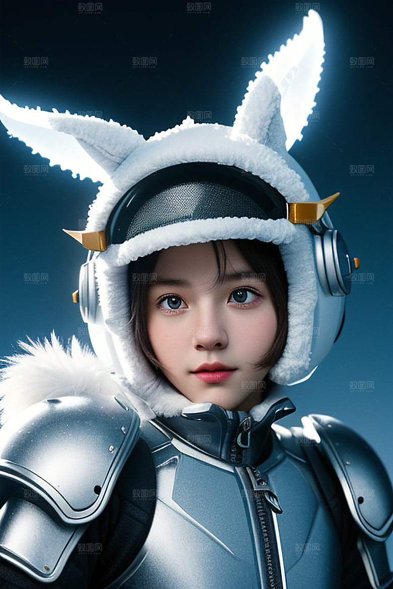 可爱的雪兔探险家