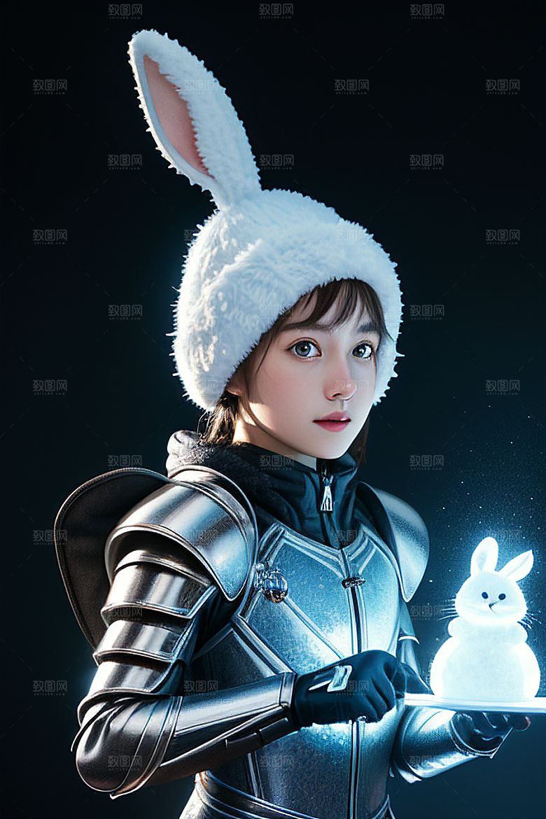 可爱的雪兔探险家