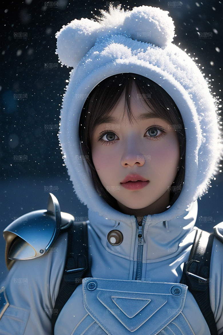 可爱的雪兔探险家