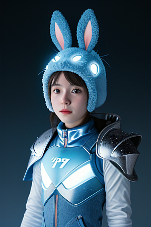 可爱的雪兔探险家