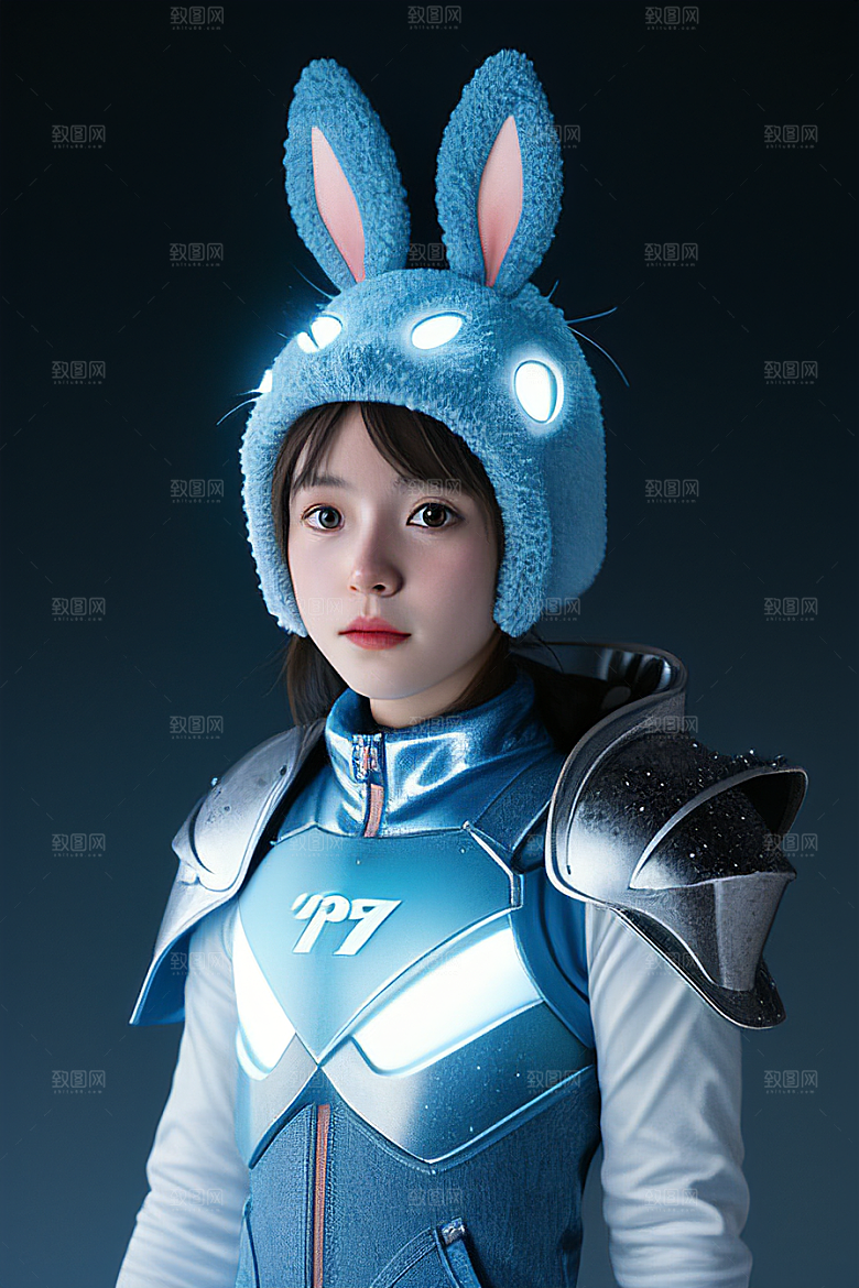 可爱的雪兔探险家