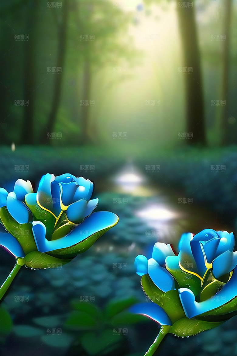 星光与蓝色花园美景