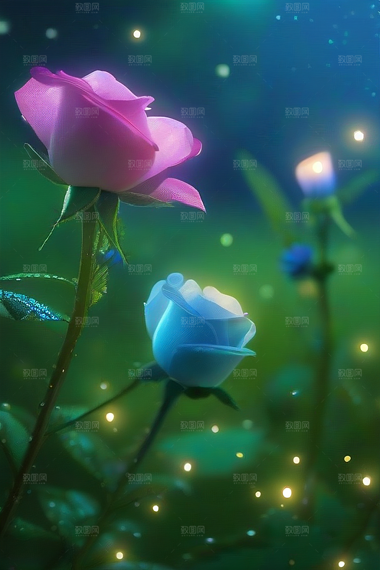 星光与蓝色花园美景