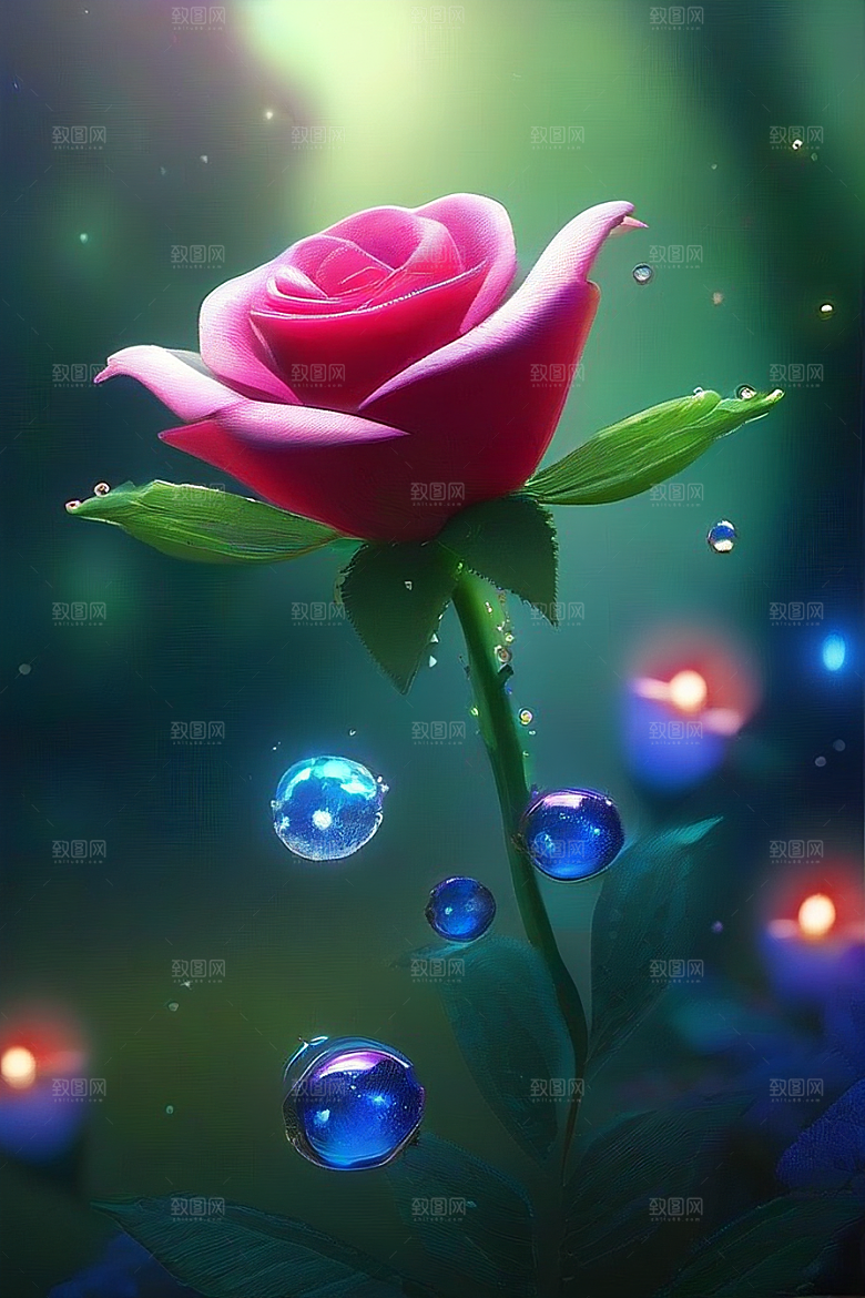 星光与蓝色花园美景