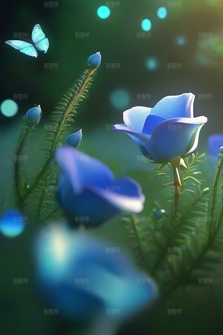 星光与蓝色花园美景