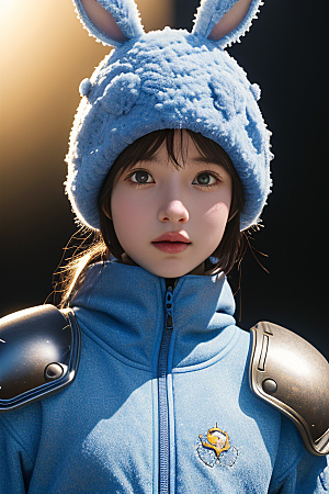 可爱的雪兔探险家