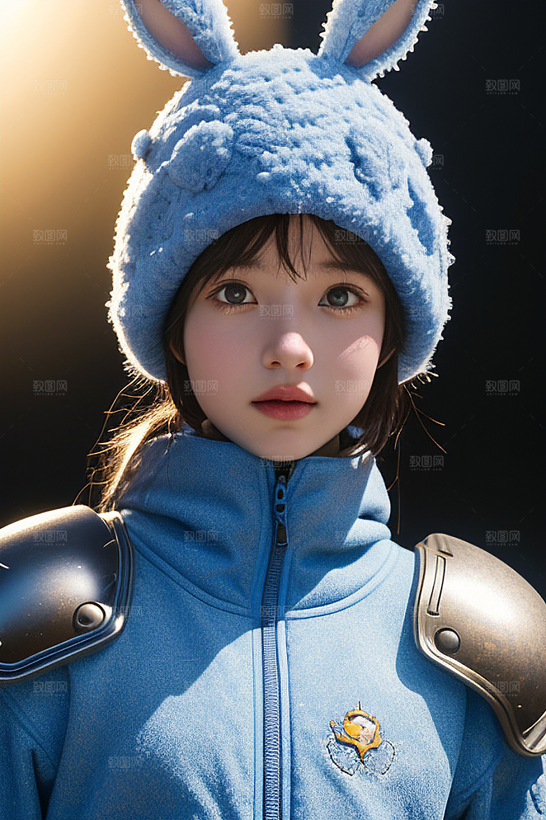 可爱的雪兔探险家