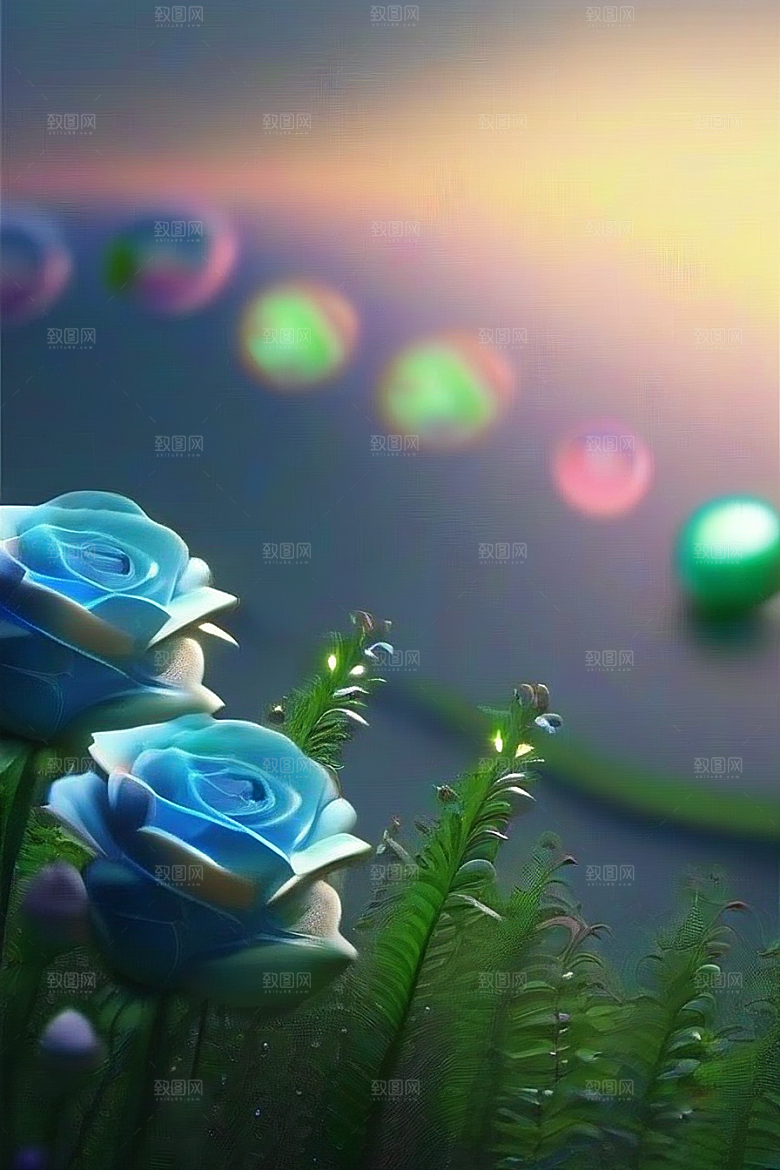 星光与蓝色花园美景