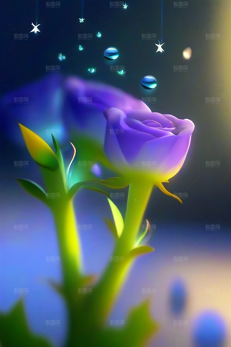 星光与蓝色花园美景