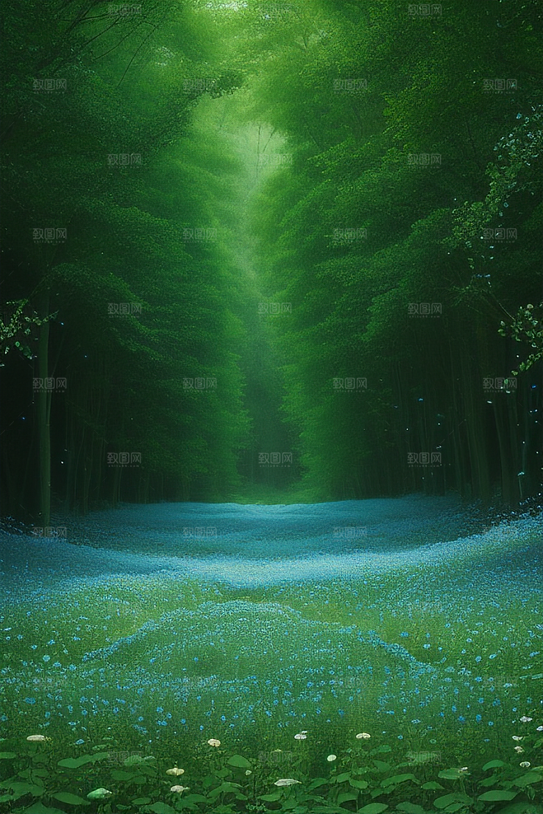 清晨的花园仙境美景
