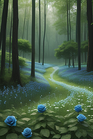清晨的花园仙境美景