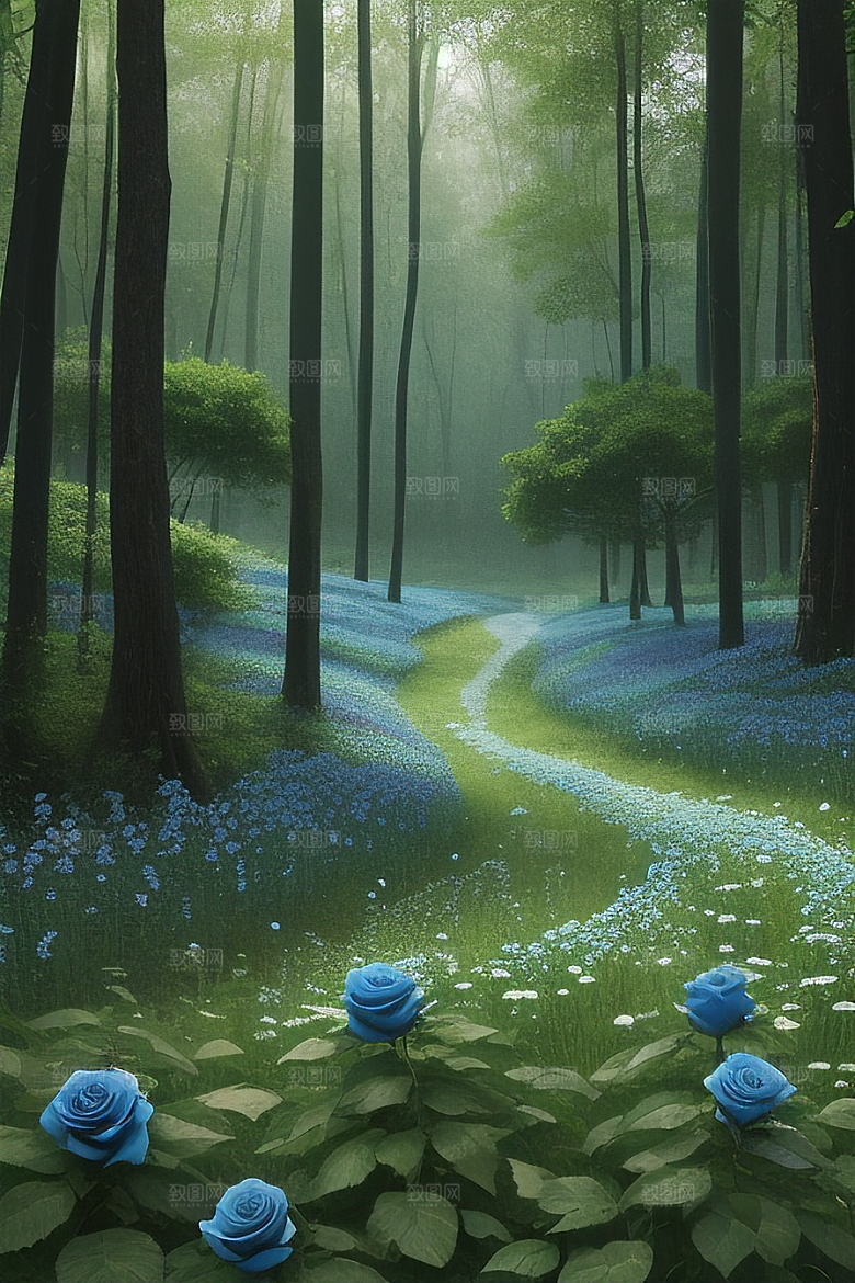 清晨的花园仙境美景