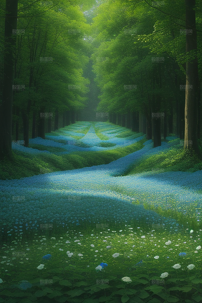 清晨的花园仙境美景