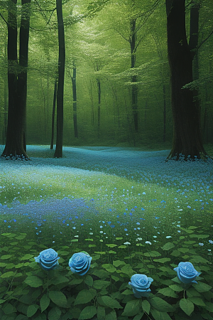清晨的花园仙境美景