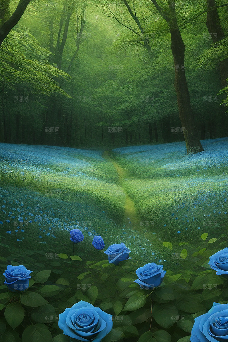 清晨的花园仙境美景