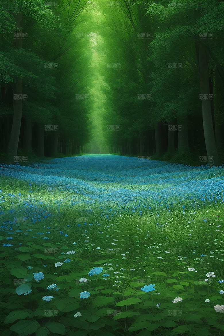 清晨的花园仙境美景