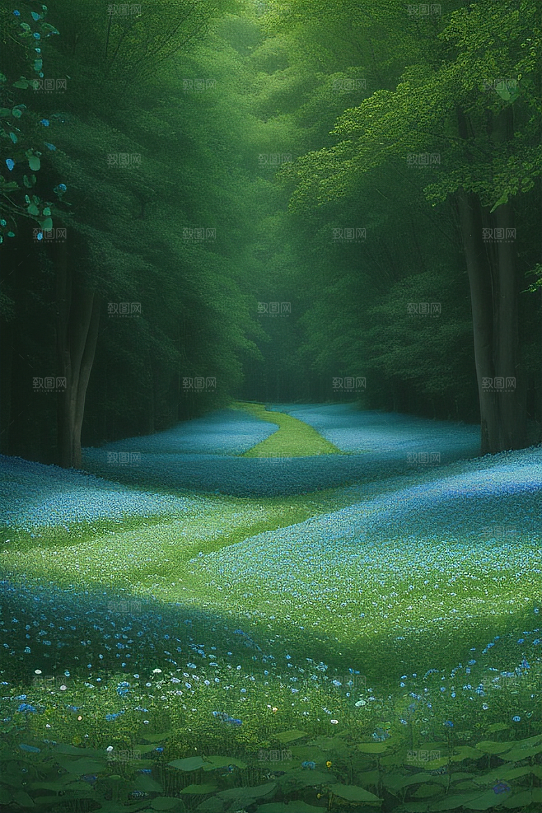 星光与蓝色玫瑰美景