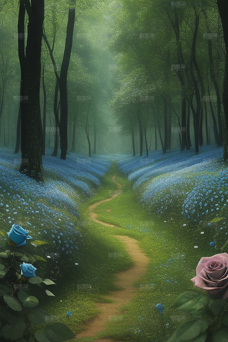 星光与蓝色玫瑰美景