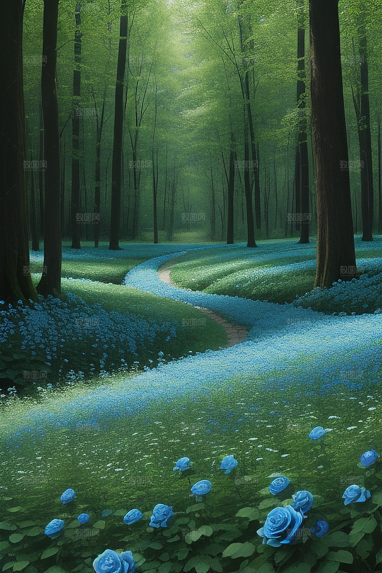 星光与蓝色玫瑰美景