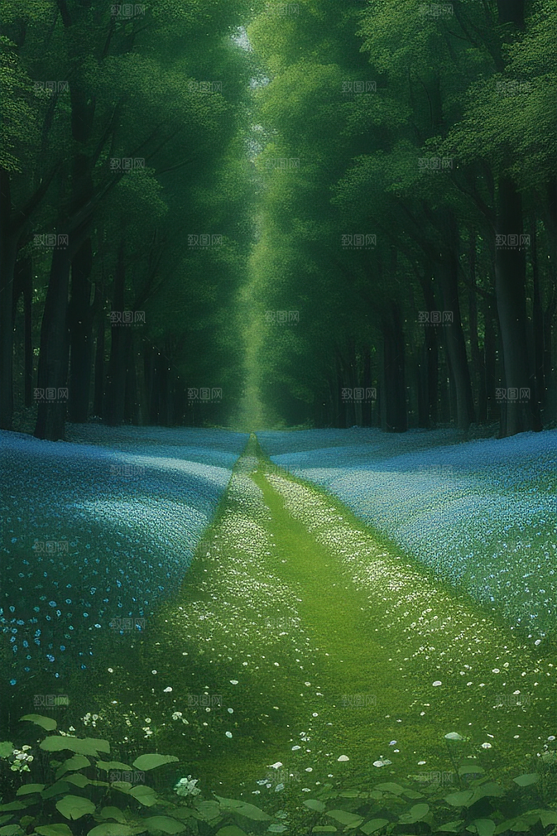 星光与蓝色玫瑰美景
