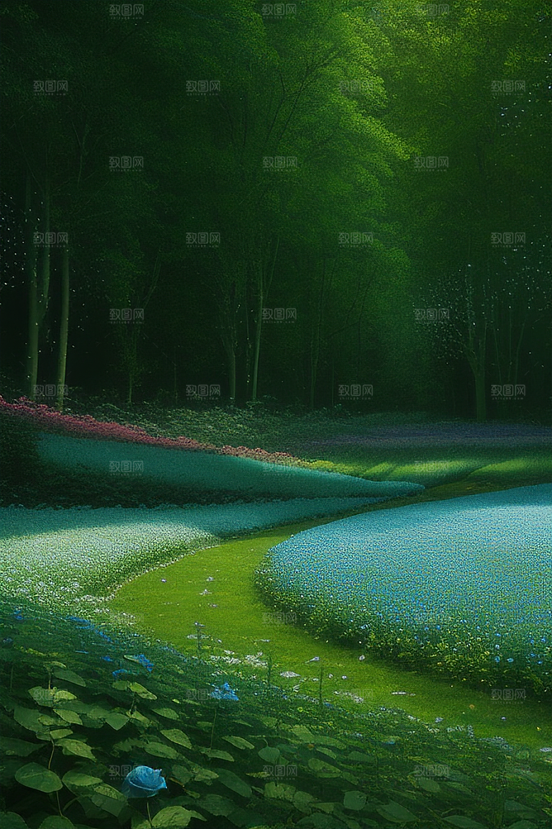 星光与蓝色玫瑰美景