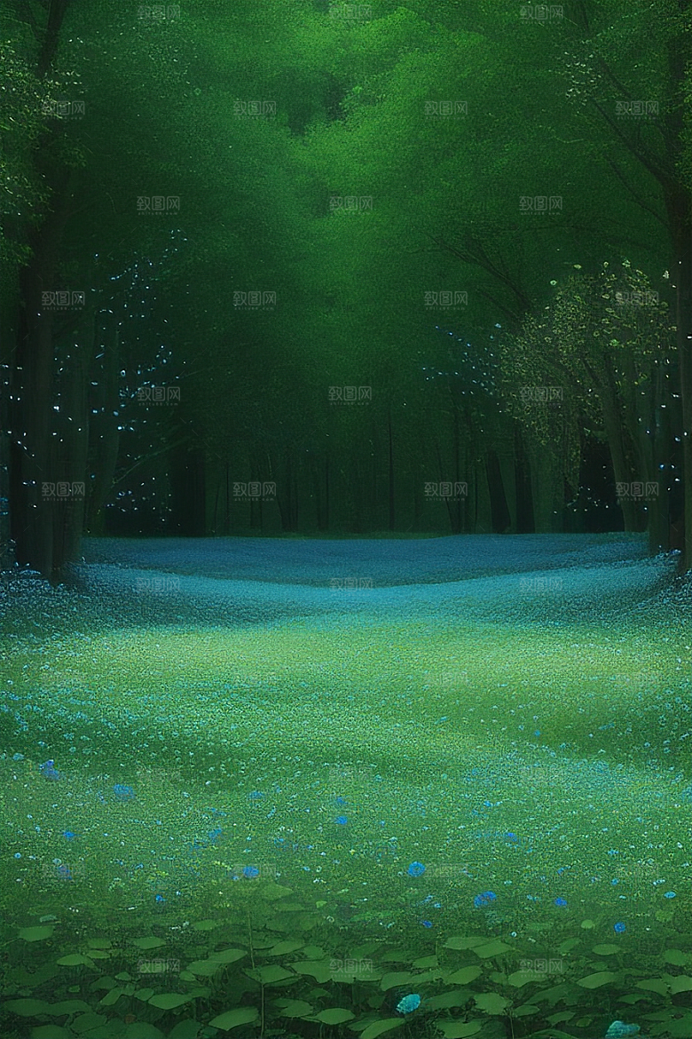 星光与蓝色玫瑰美景