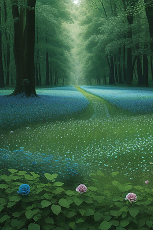 星光与蓝色玫瑰美景
