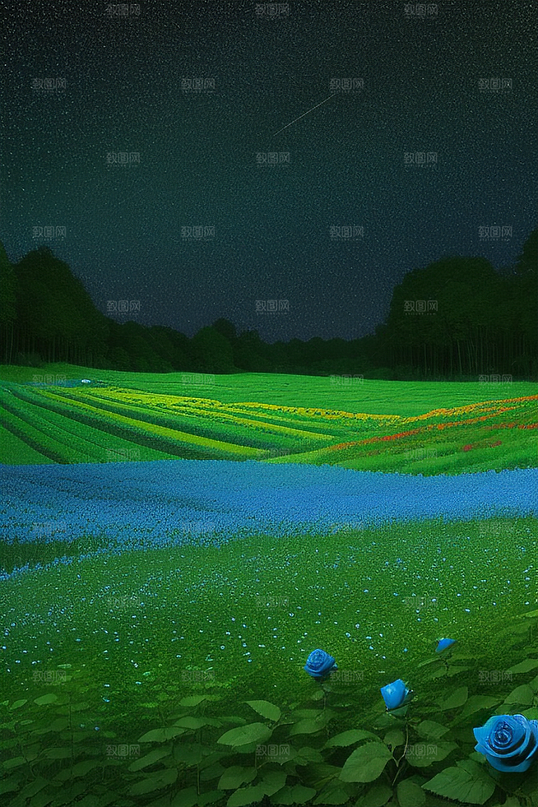 星星般的蓝玫瑰美景