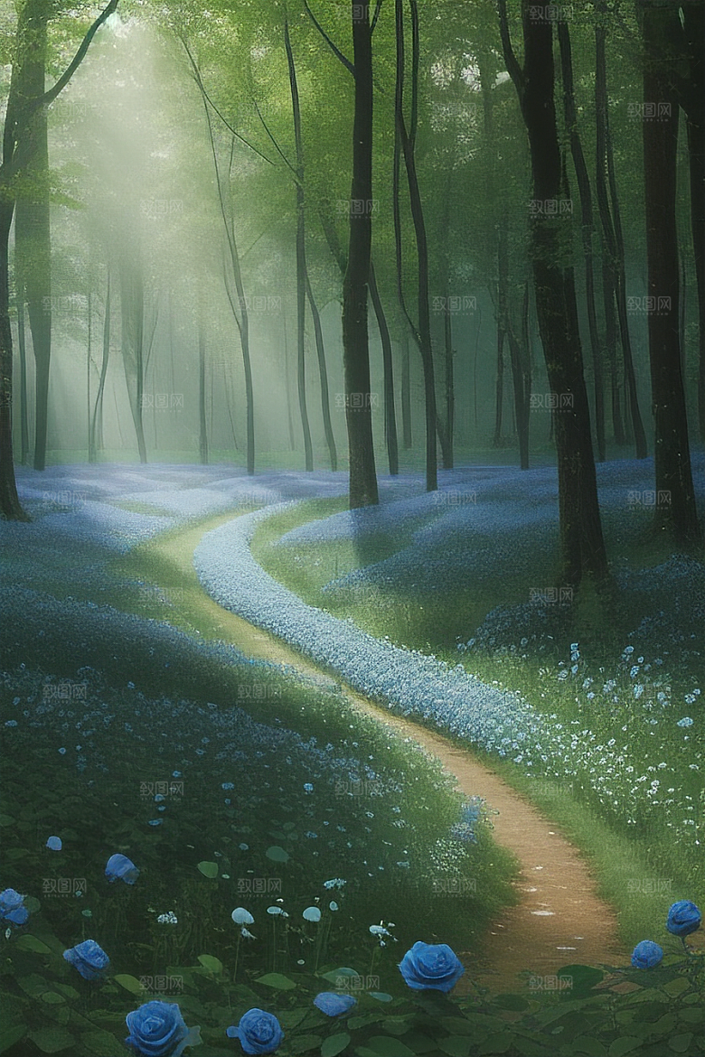 蓝色玫瑰的世界美景