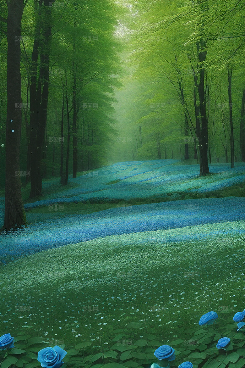 蓝色玫瑰的世界美景