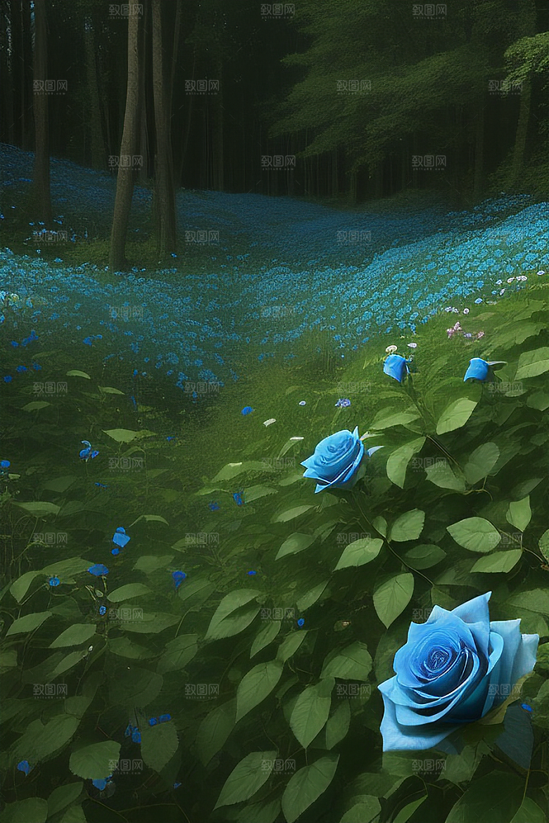 蓝色玫瑰的世界美景