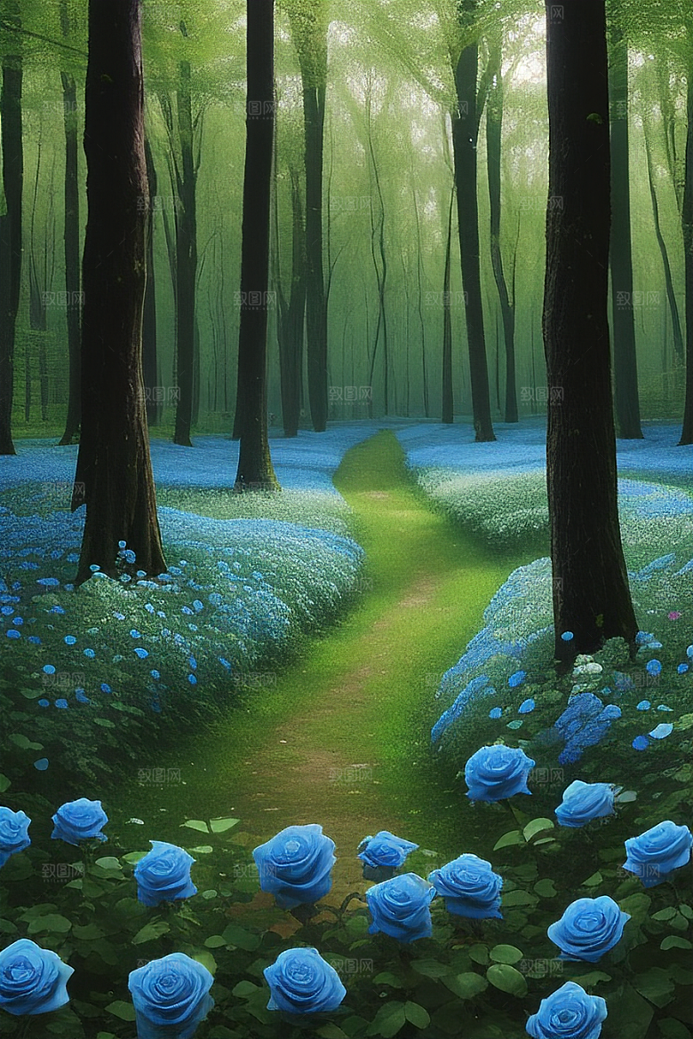 蓝色玫瑰的世界美景