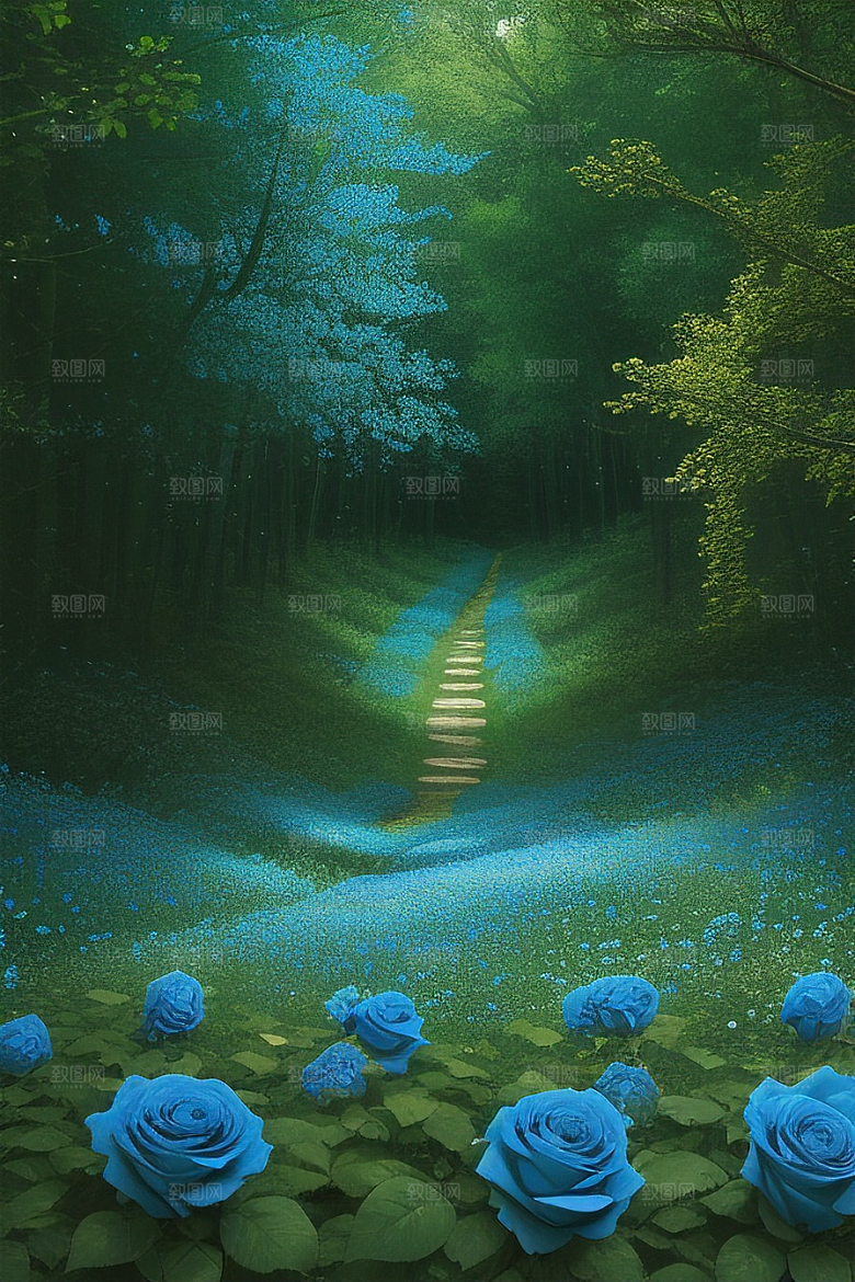 蓝色玫瑰的世界美景