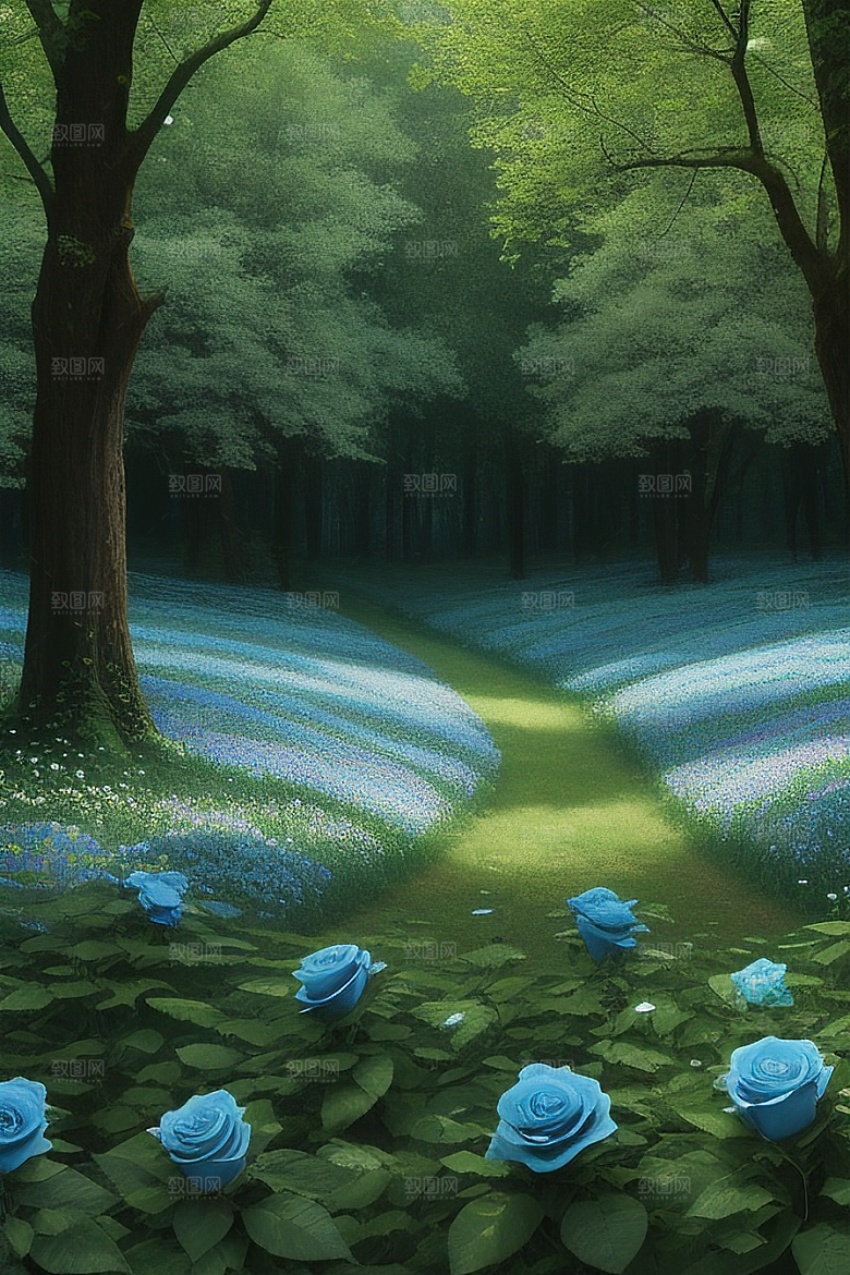蓝色玫瑰的世界美景