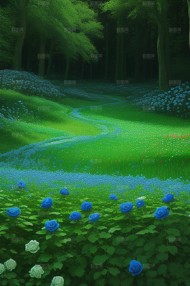 蓝色玫瑰的世界美景
