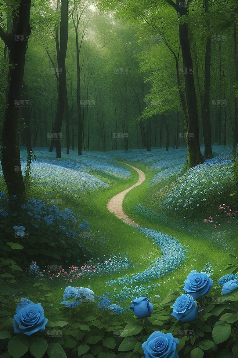 蓝色玫瑰的世界美景