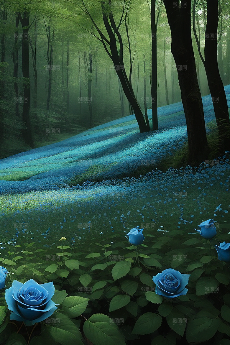 绿林的花海花满林间美景