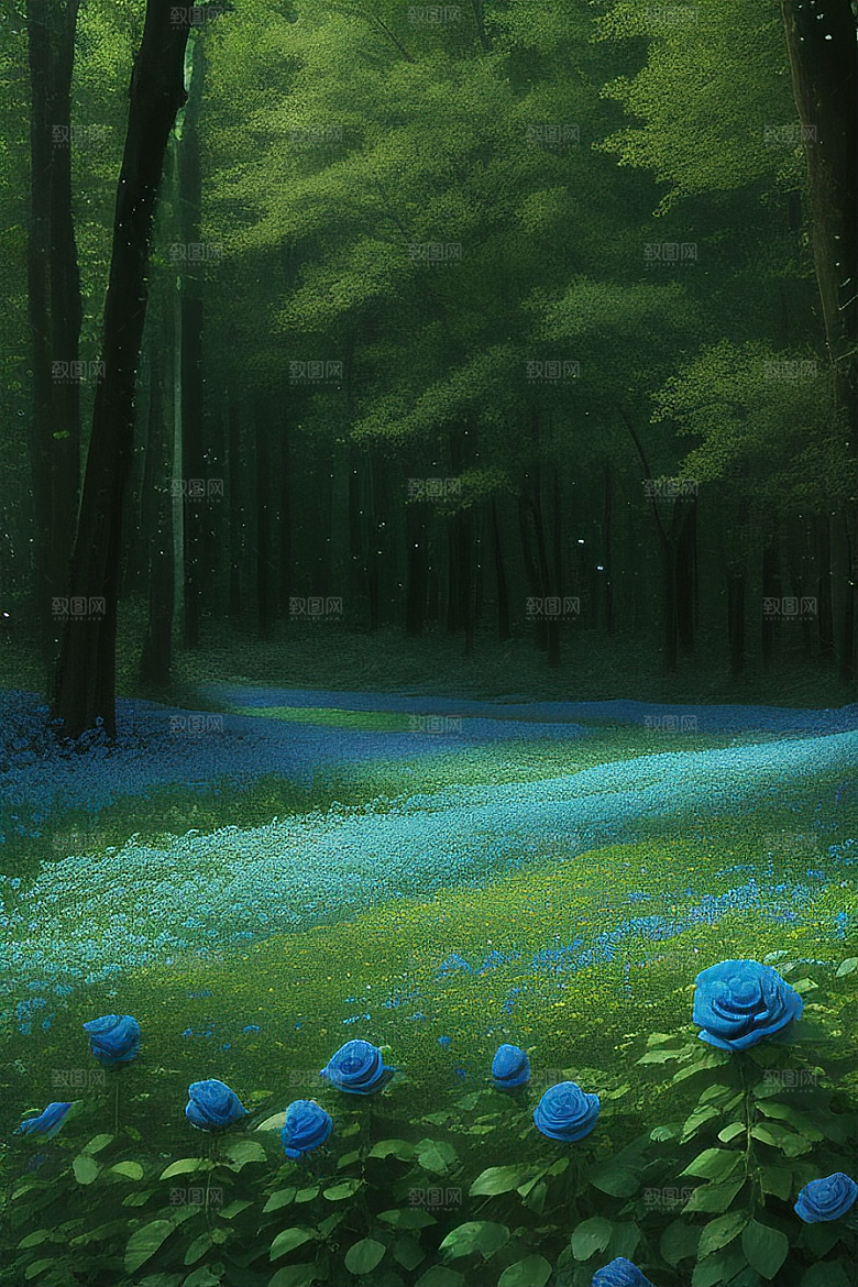 绿林的花海花满林间美景