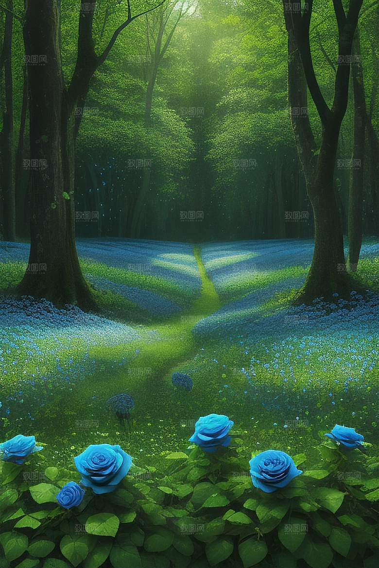 绿林的花海花满林间美景