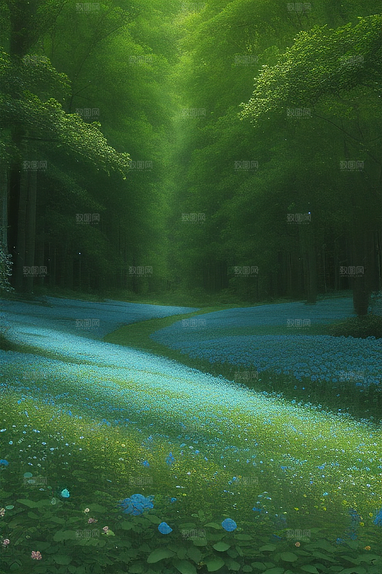 绿林的花海花满林间美景