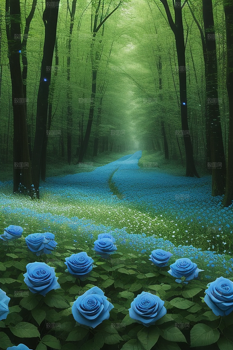 绿林的花海花满林间美景