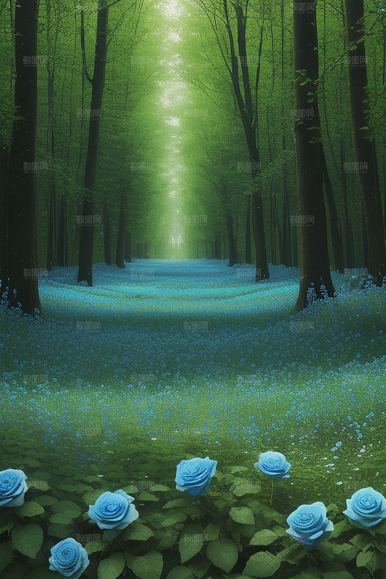 绿林的花海花满林间美景